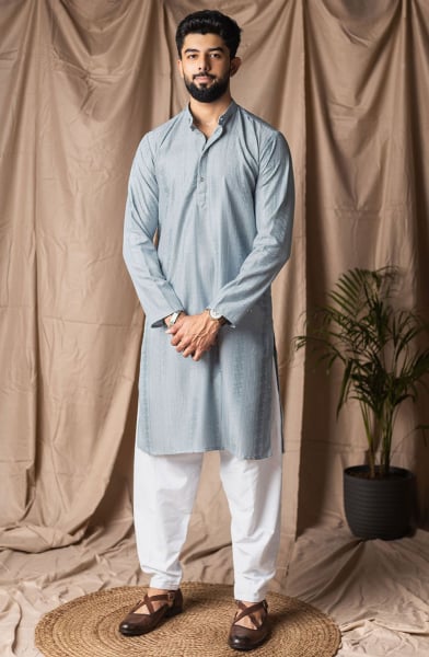 Livid Blue Embroidered Rayon Kurta Set