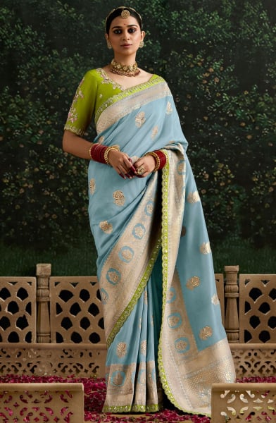 Livid Embroidered Dola Silk Designer Saree