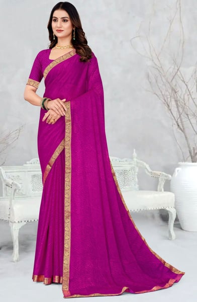 Magenta Leheriya Print Chiffon Saree