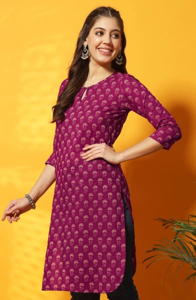 Magenta Printed Cotton Tunic