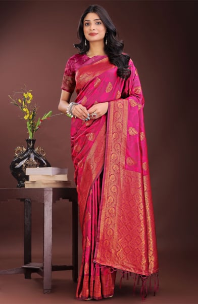 Magenta Silk Saree for Festival