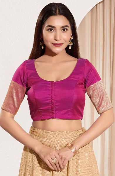 Magenta Taffeta Silk Blouse