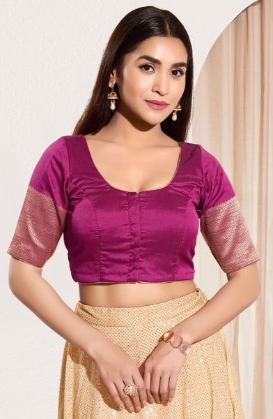 Magenta Taffeta Silk Blouse