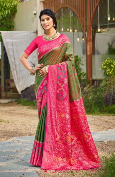 Mahendi Green Soft Silk Woven Saree for Festival