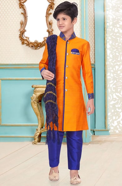 Mango Cotton Linen Kids Sherwani for Wedding