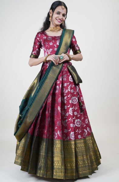 Maroon Art Silk Lehenga Choli for Festival