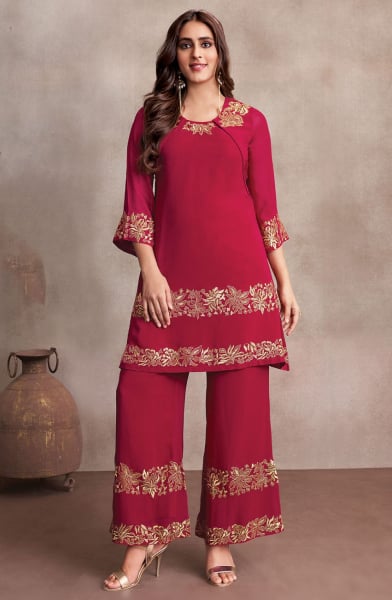 Maroon Georgette Kurta with Bottom