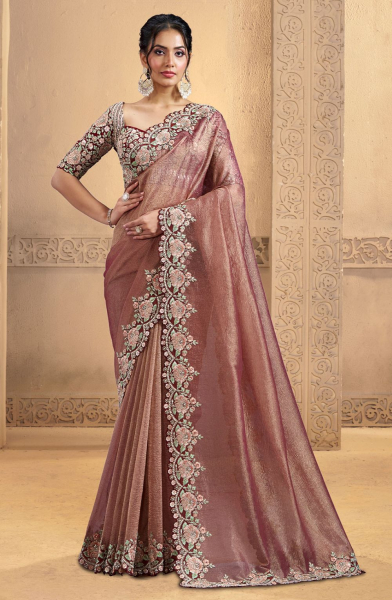 Maroon Heavy Embroidered Designer Saree
