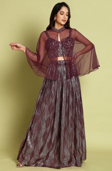 Maroon Ready to Wear Lehenga Choli Set