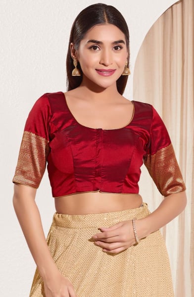 Maroon Taffeta Silk Blouse