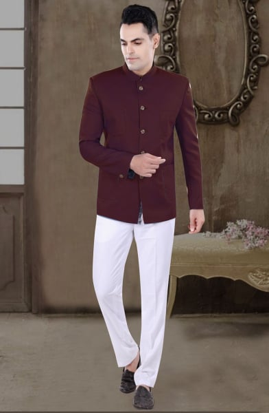 Maroon Wedding Wear Jodhpuri Suit