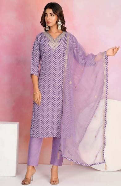 Mauve Crepe Readymade Pant Kameez