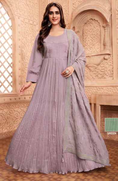 Mauve Silk Gown with Dupatta