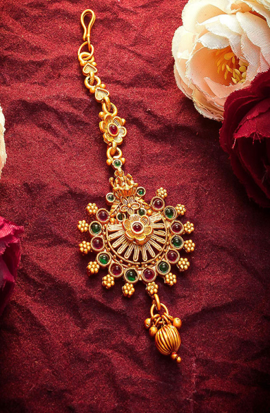 Stones Studded Gold Plated Maang Tikka