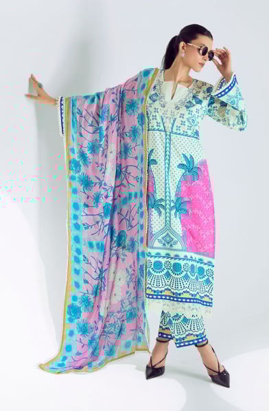 Mint Blue Pure Cotton Lawn Plus Size Suit