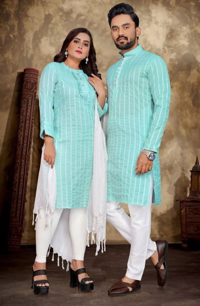 Mint Green Pure Linen Cotton Combo