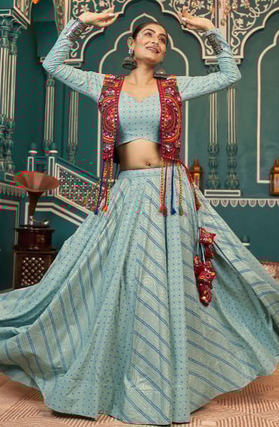 Mint Green Rayon Chaniya Choli for Festival