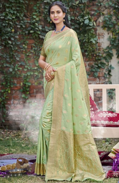 Mint Green Silk Zari Woven Saree