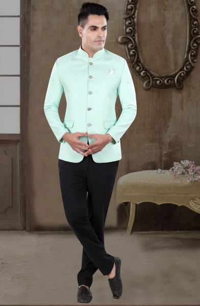 Mint Green Wedding Wear Jodhpuri Suit