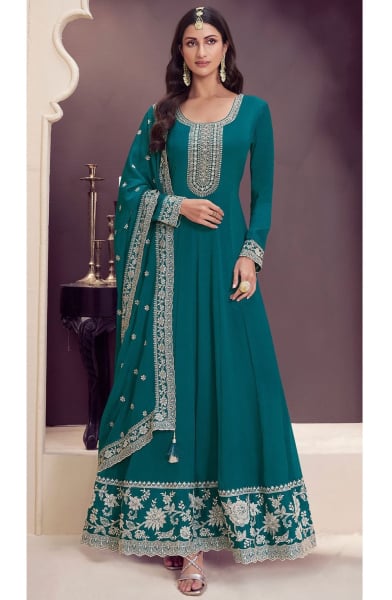 Morpich Embroidered Chinnon Anarkali Suit