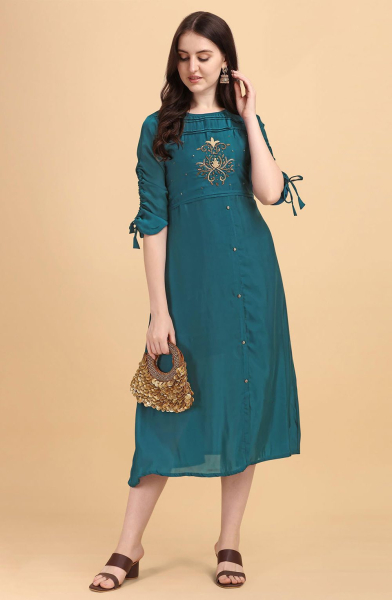 Morpich Modal Satin Embroidered Kurti