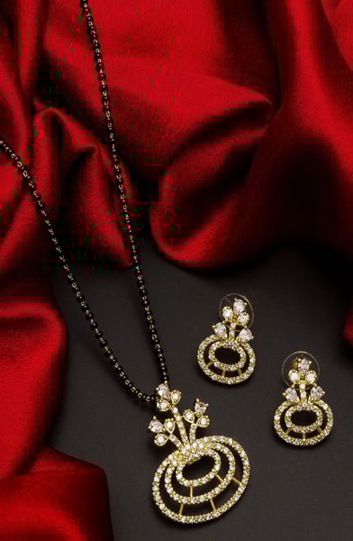 AD Studded Gold Plated Mangalsutra