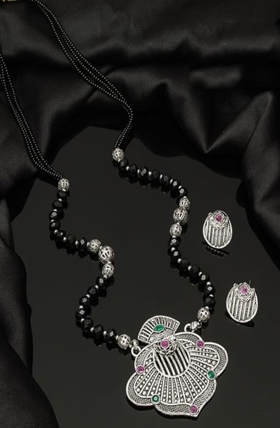 Silver Oxidized Studded Mangalsutra