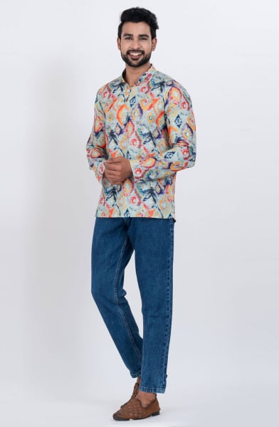 Multicolor Cotton Digital Printed Kurta for Festival