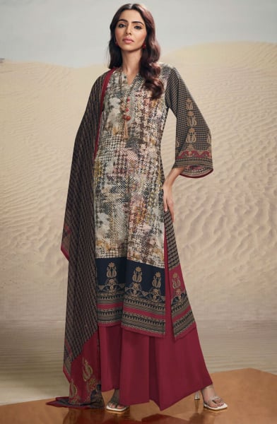 Multicolor Digital Print Crepe Palazzo Kameez