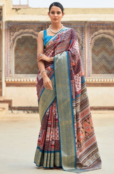 Multicolor Dola Viscose Partywear Saree