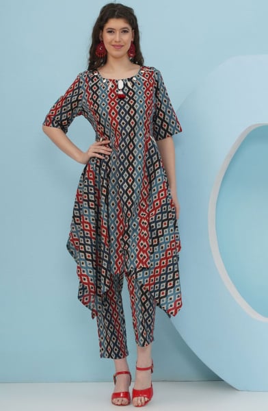 Multicolor Embellished Cotton Co-Ord Set