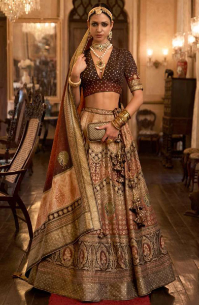 Multicolor Embellished Rajwadi Silk Lehenga Choli