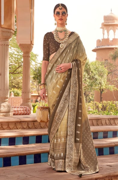 Multicolor Embellished Silk Saree