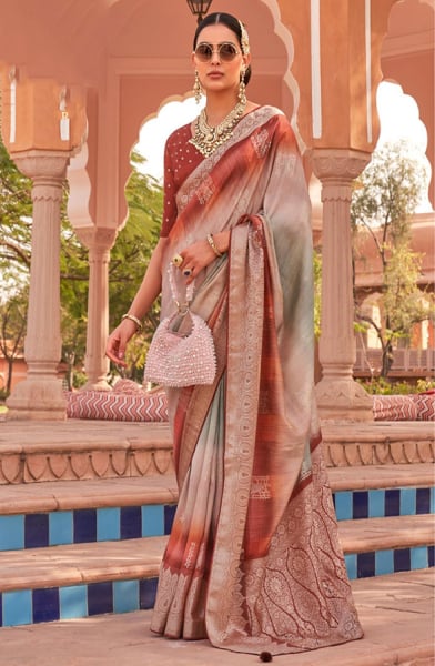 Multicolor Embellished Silk Saree