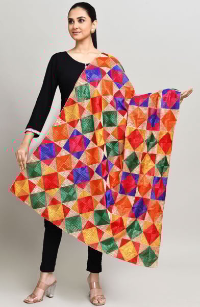 Multicolor Embroidered Dupatta