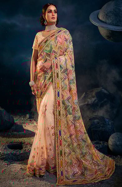 Multicolor Hand Crafted Designer Saree