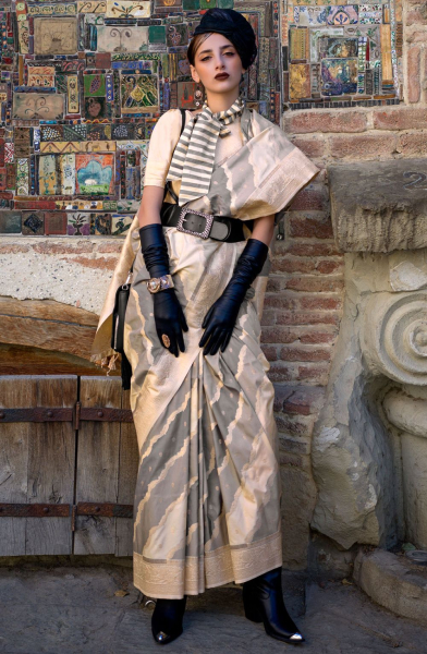 Multicolor Katan Silk Handloom Weaving Saree