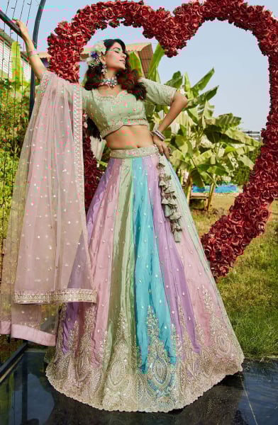 Multicolor Organza Heavy Designer Lehenga Choli Set for Wedding