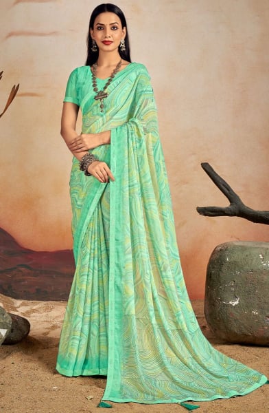 Multicolor Printed Chiffon Casual Saree