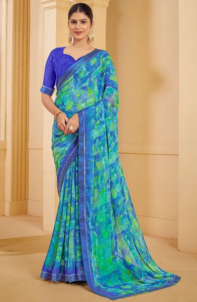 Multicolor Printed Chiffon Casual Wear Saree