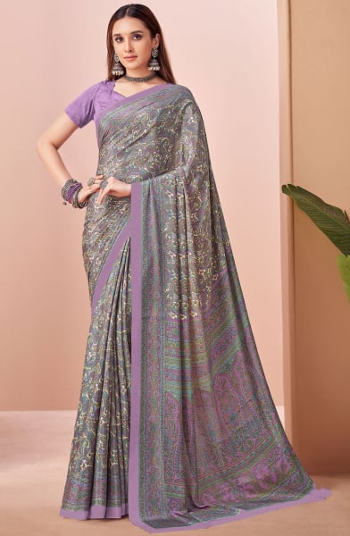 Multicolor Printed Crepe Casual Saree