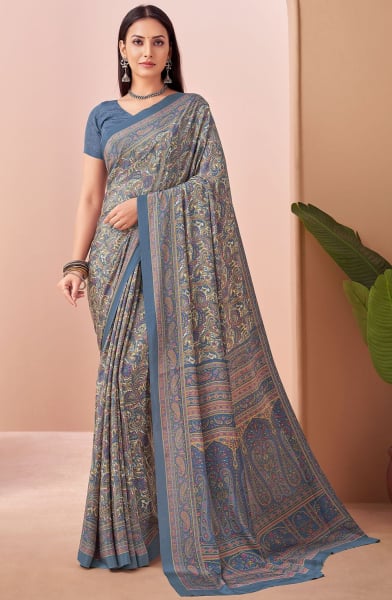 Multicolor Printed Crepe Casual Saree