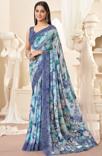 Multicolor Printed Georgette Casual Wear Saree