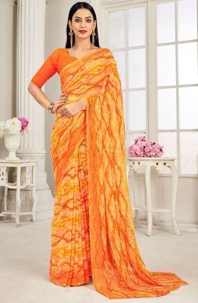 Multicolor Printed Georgette Casual Wear Saree