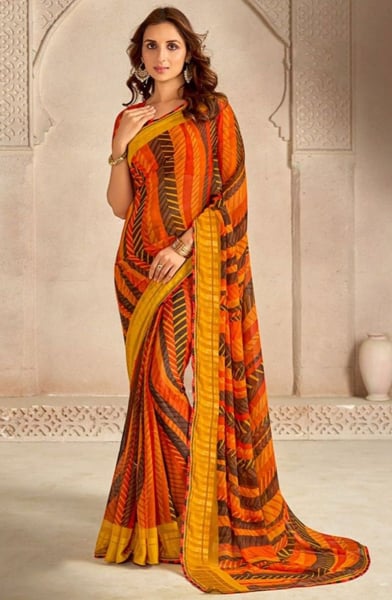 Multicolor Printed Georgette Saree
