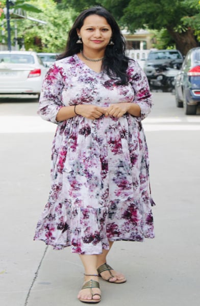 Multicolor Printed Rayon Crepe Frilled Kurti