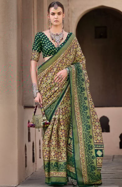 Multicolor Printed Silk Saree for Party