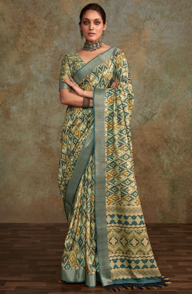Multicolor Pure Bagru Printed Handloom Saree