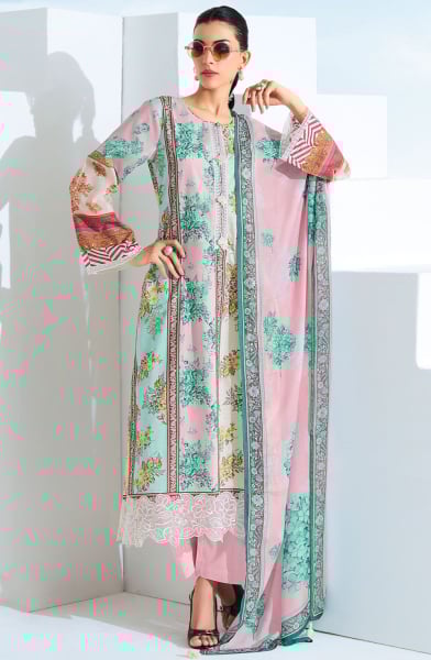 Multicolor Pure Lawn Cotton Plus Size Pant Kameez