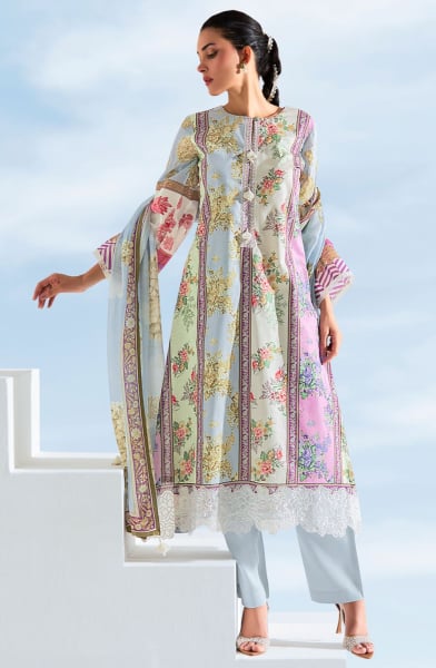 Multicolor Pure Lawn Cotton Plus Size Pant Kameez